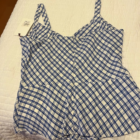 Lewit Sodalite Kasie Check Blue White Tank Top Medium - Picture 3 of 3